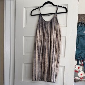 Women’s Tie-Dye Spaghetti Strap Slip Dress - Black and Cream